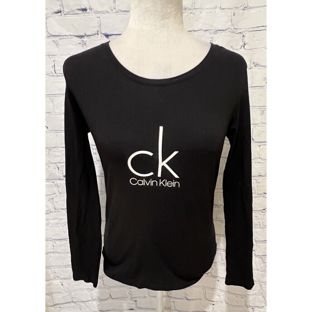 CALVIN KLEIN SLEEPWEAR Shirt Womens Black Lightweight Pullover Pajama Top Small